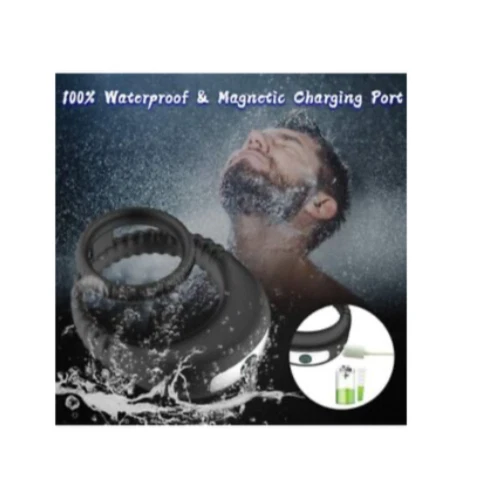 Black rubber ring with water splash and charging port illustration, labeled '100% Waterproof & Magnetic Charging Port'.