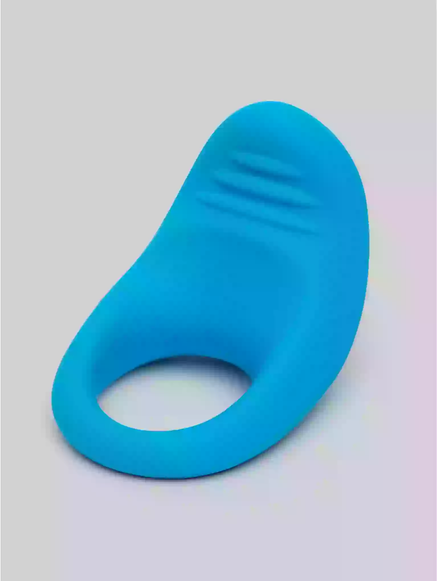 Blue silicone ring on a light gray background