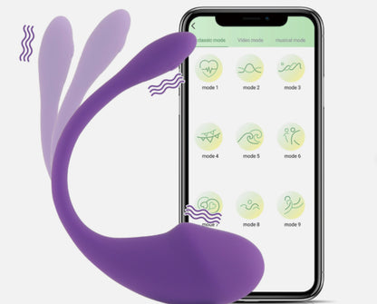 Purple device with a smartphone displaying mode selection interface on a white background