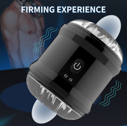 Black device with power symbol on a dark background, labeled 'Firming Experience'.