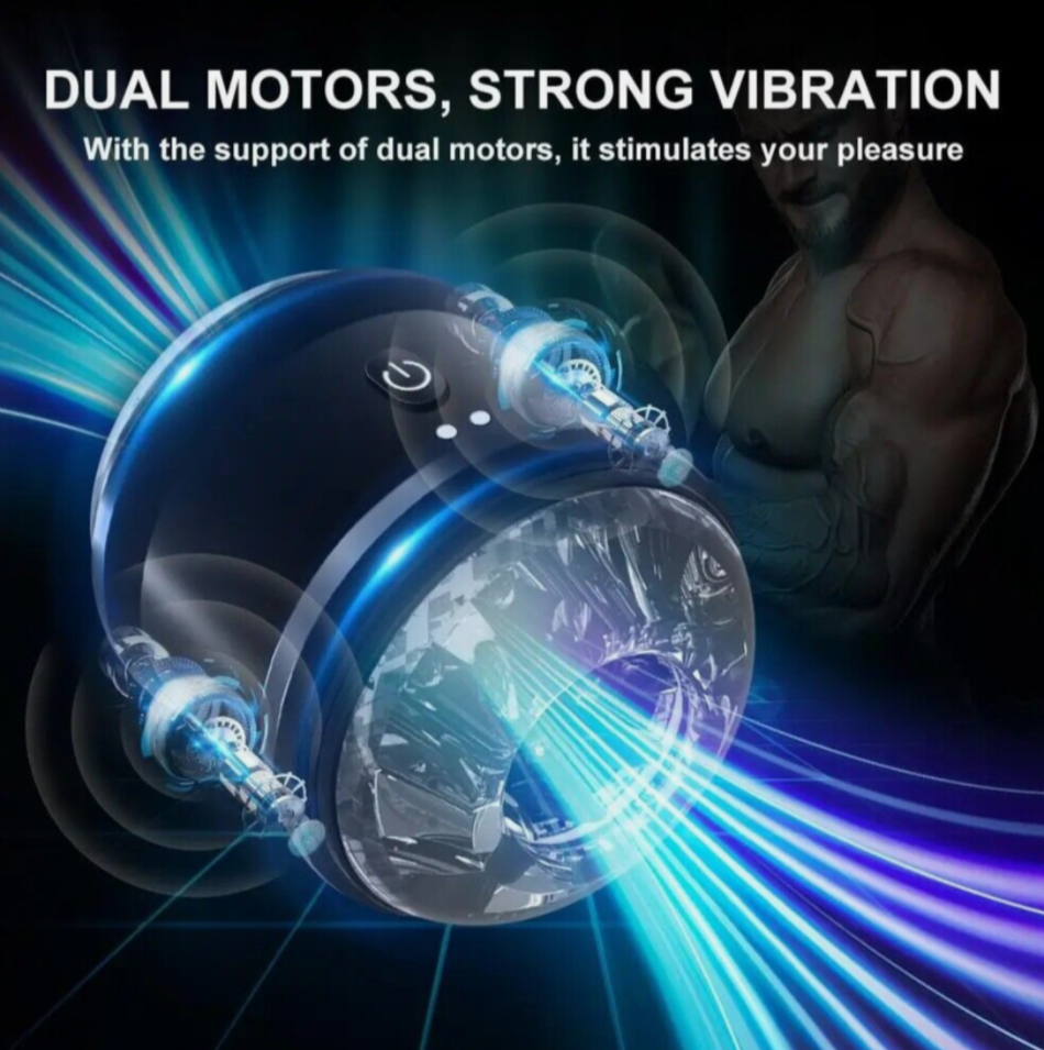 Product with dual motors and strong vibration feature on a dark background