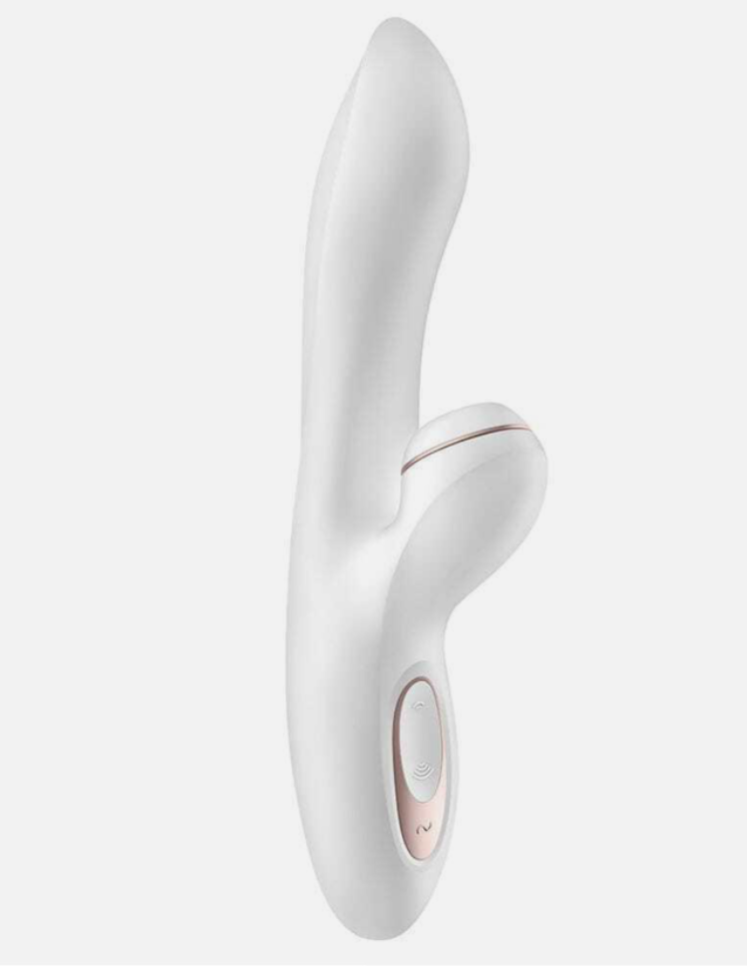 White curved electronic device on a light gray background