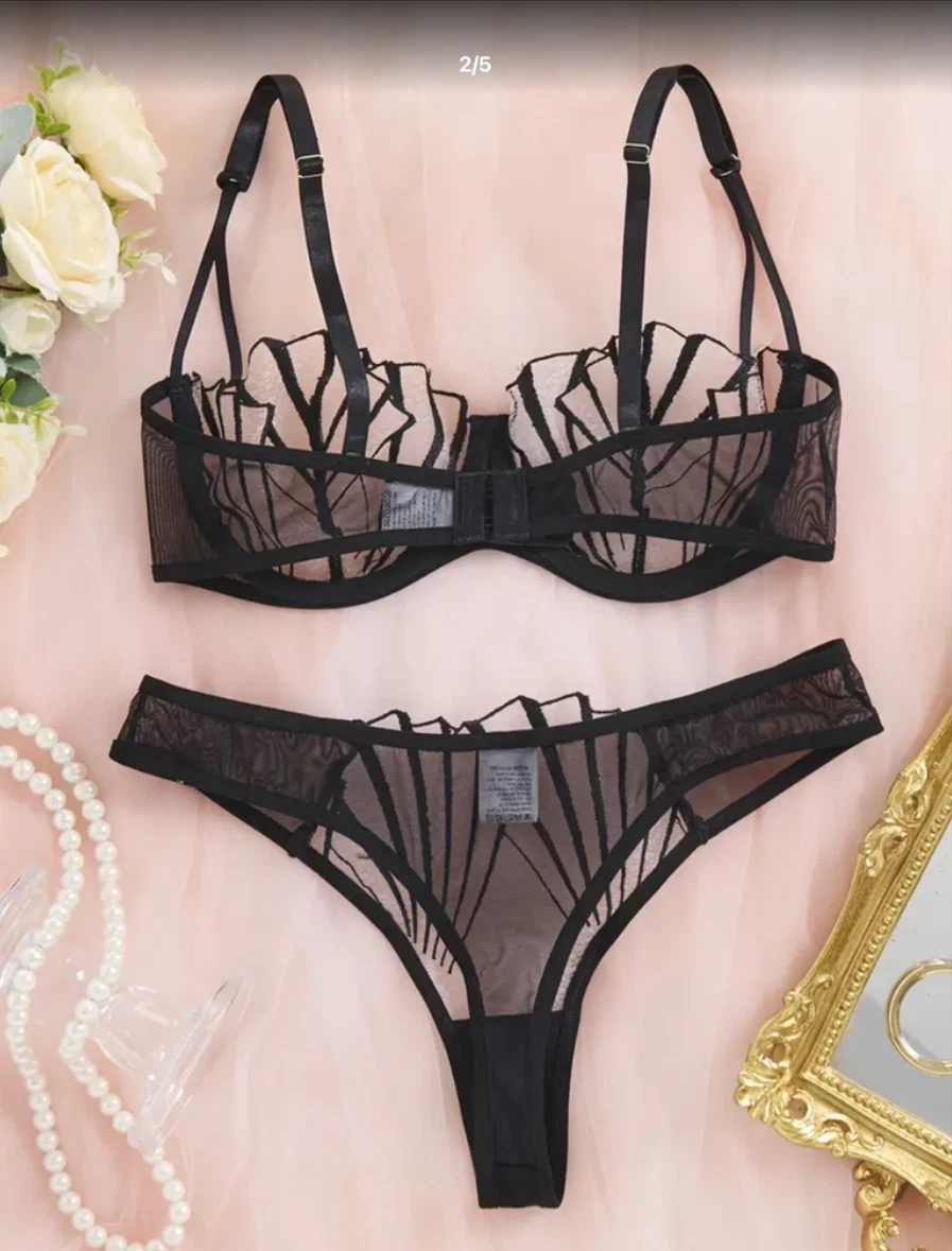 Seductive Seashell Non-Padded Bra & Panty Lingerie Set UK