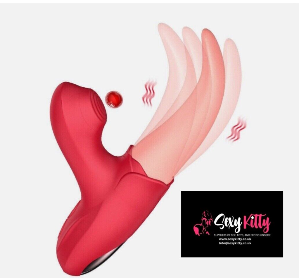 Red and pink electronic device with 'Saxx Kitty' branding on a white background