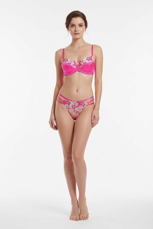 Sheer Bikini Bra & Low-Rise Thong Lingerie Set UK