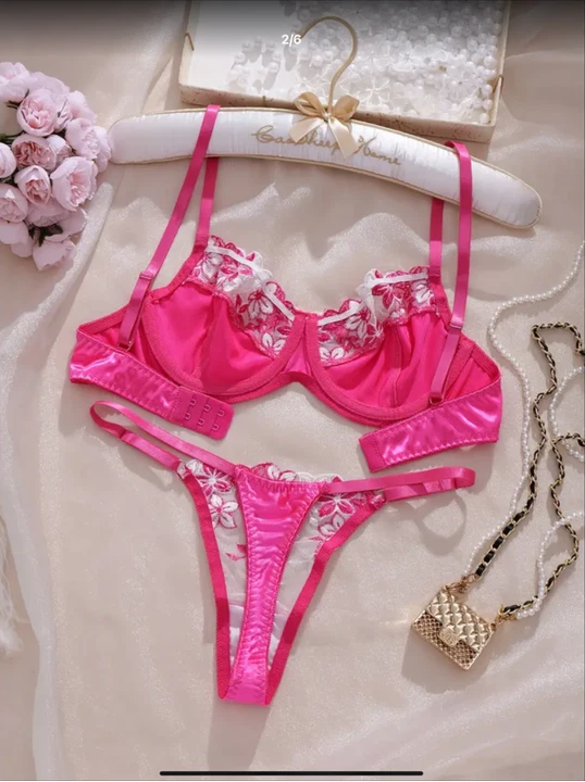 Sheer Bikini Bra & Low-Rise Thong Lingerie Set UK