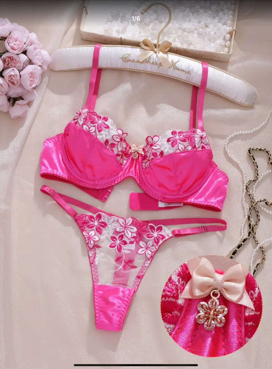 Sheer Bikini Bra & Low-Rise Thong Lingerie Set UK