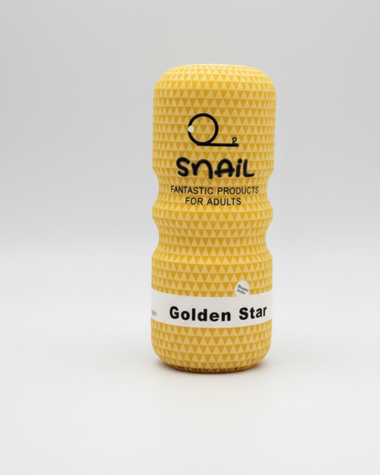 Yellow textured product with 'snail' branding on a white background