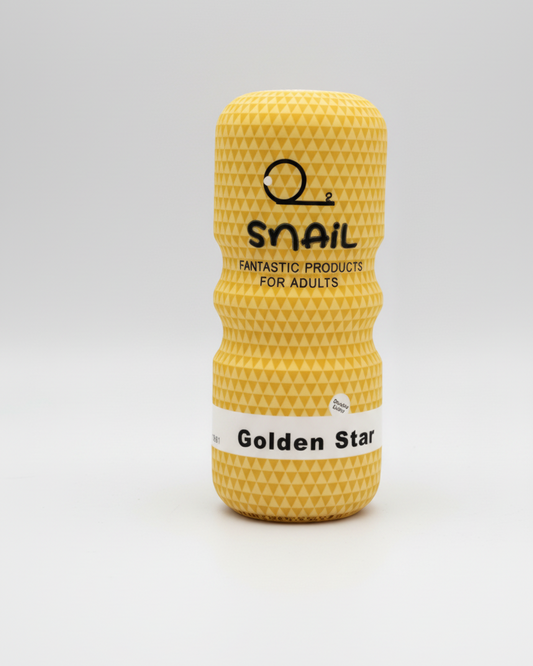 Yellow textured product with 'snail' branding on a white background