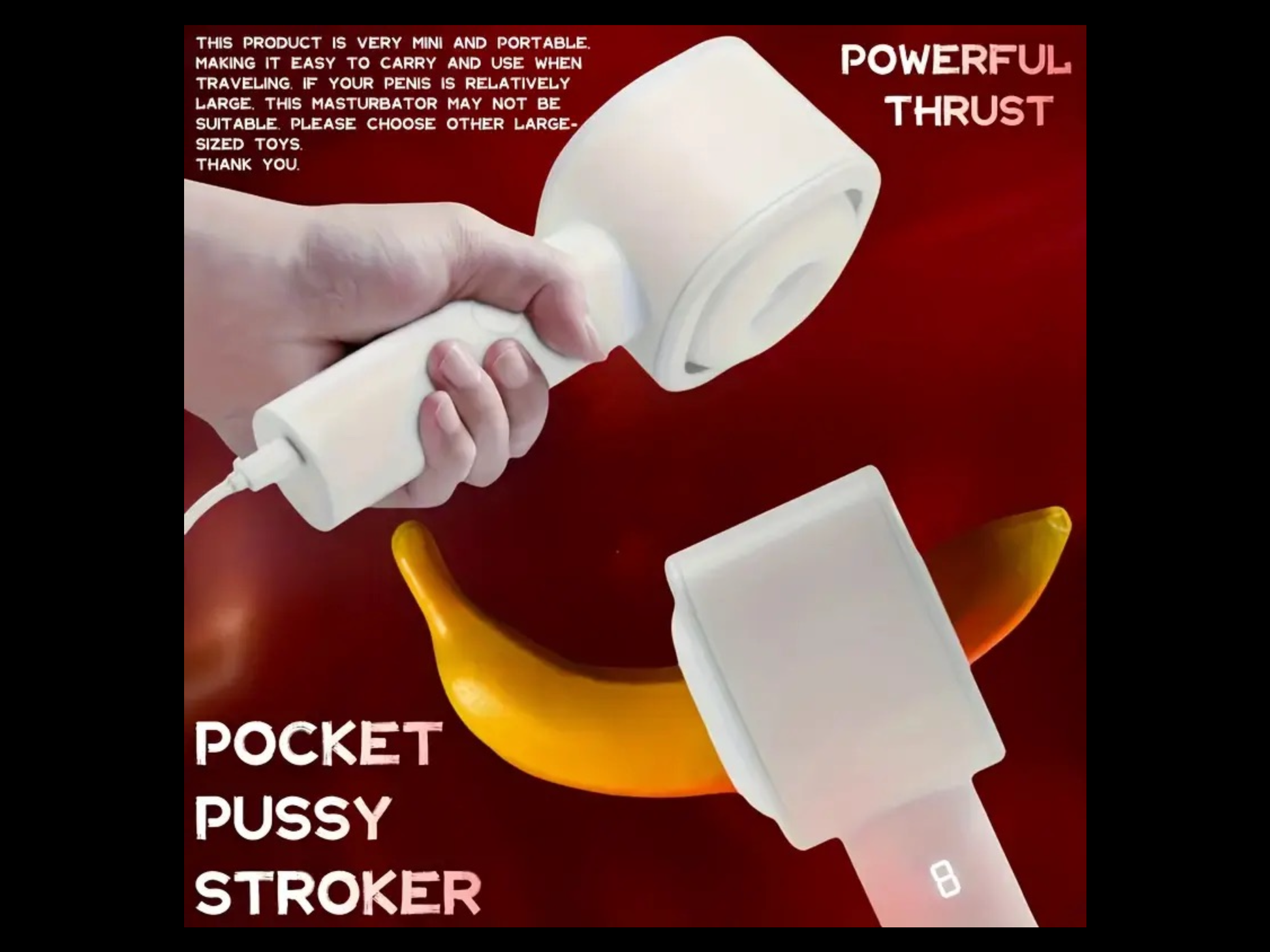 Handheld device with text on a red background