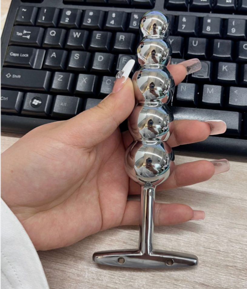 Stainless steel anal plug – ball beads and dilator, premium adult sex toy for anal stimulation and pleasure, UK body-safe metal design
