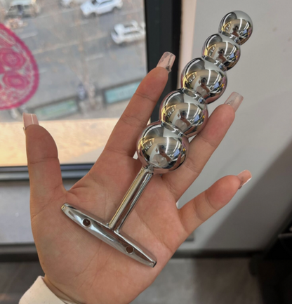 Stainless steel anal plug – ball beads and dilator, premium adult sex toy for anal stimulation and pleasure, UK body-safe metal design