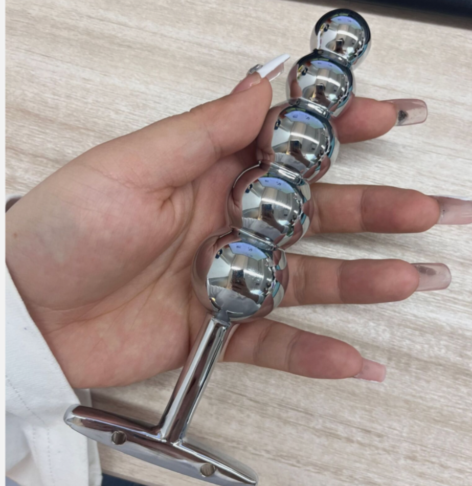 Stainless steel anal plug – ball beads and dilator, premium adult sex toy for anal stimulation and pleasure, UK body-safe metal design