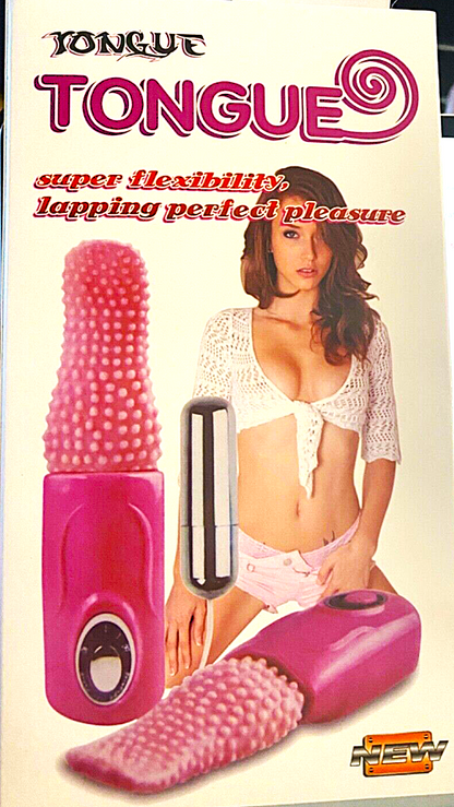 Product packaging for a pink and silver device with text about flexibility and pleasure.