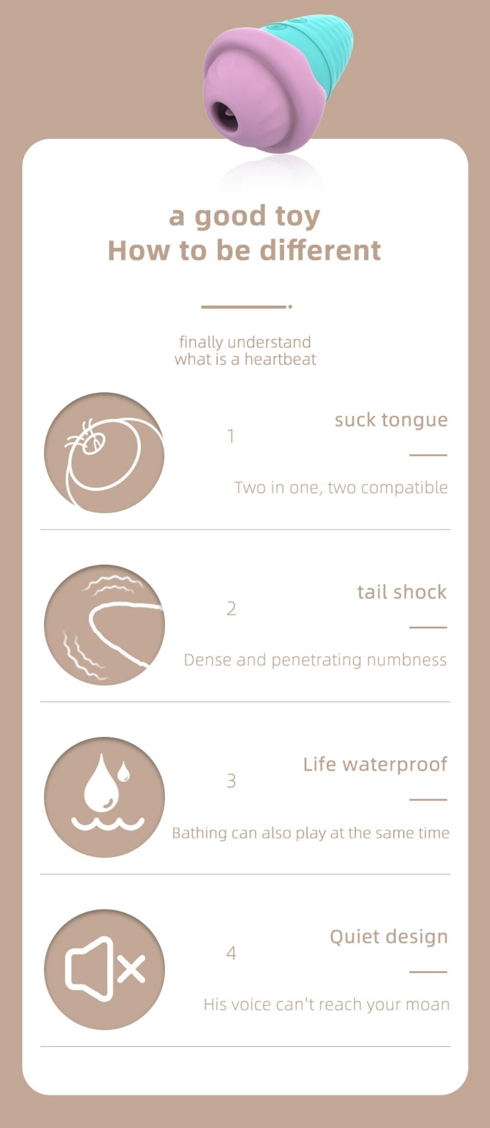 Card with icons and text on a beige background