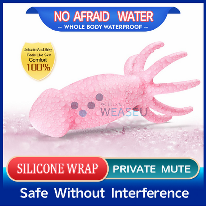Pink silicone wrap product with text on a blue border