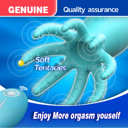 Product with soft tentacles on a blue background, labeled 'Genuine Quality Assurance'.