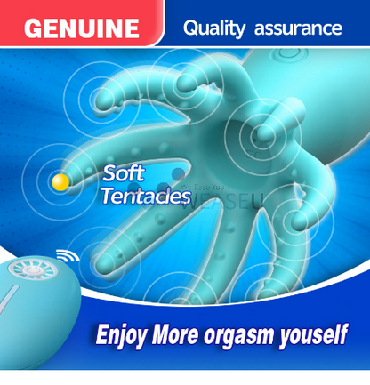 Product with soft tentacles on a blue background, labeled 'Genuine Quality Assurance'.