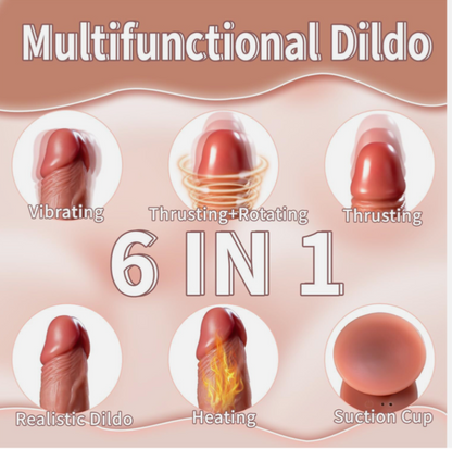 Multifunctional dildo with various features on a beige background