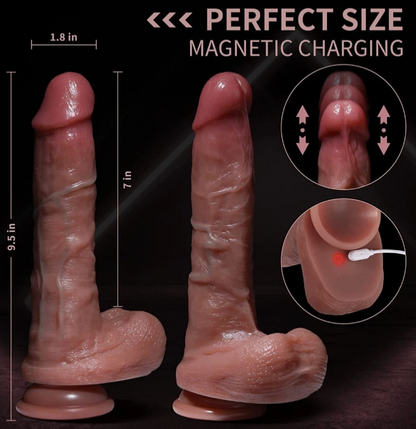 Product with measurements and charging mechanism on a dark background