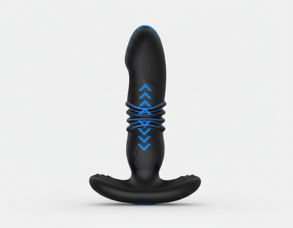 Black and blue device on a white background