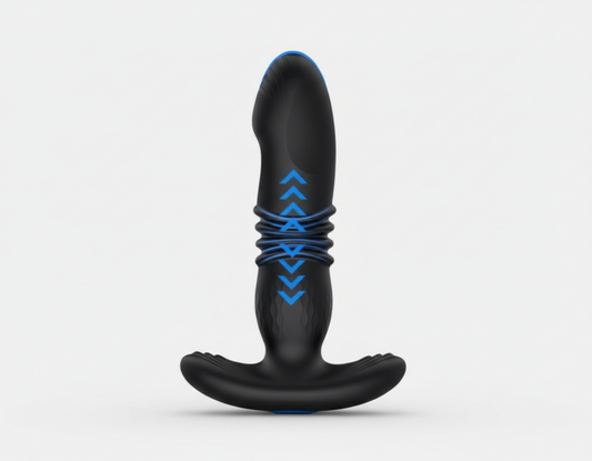 Black and blue device on a white background