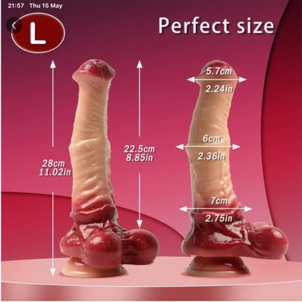 Two silicone products with measurements on a red background