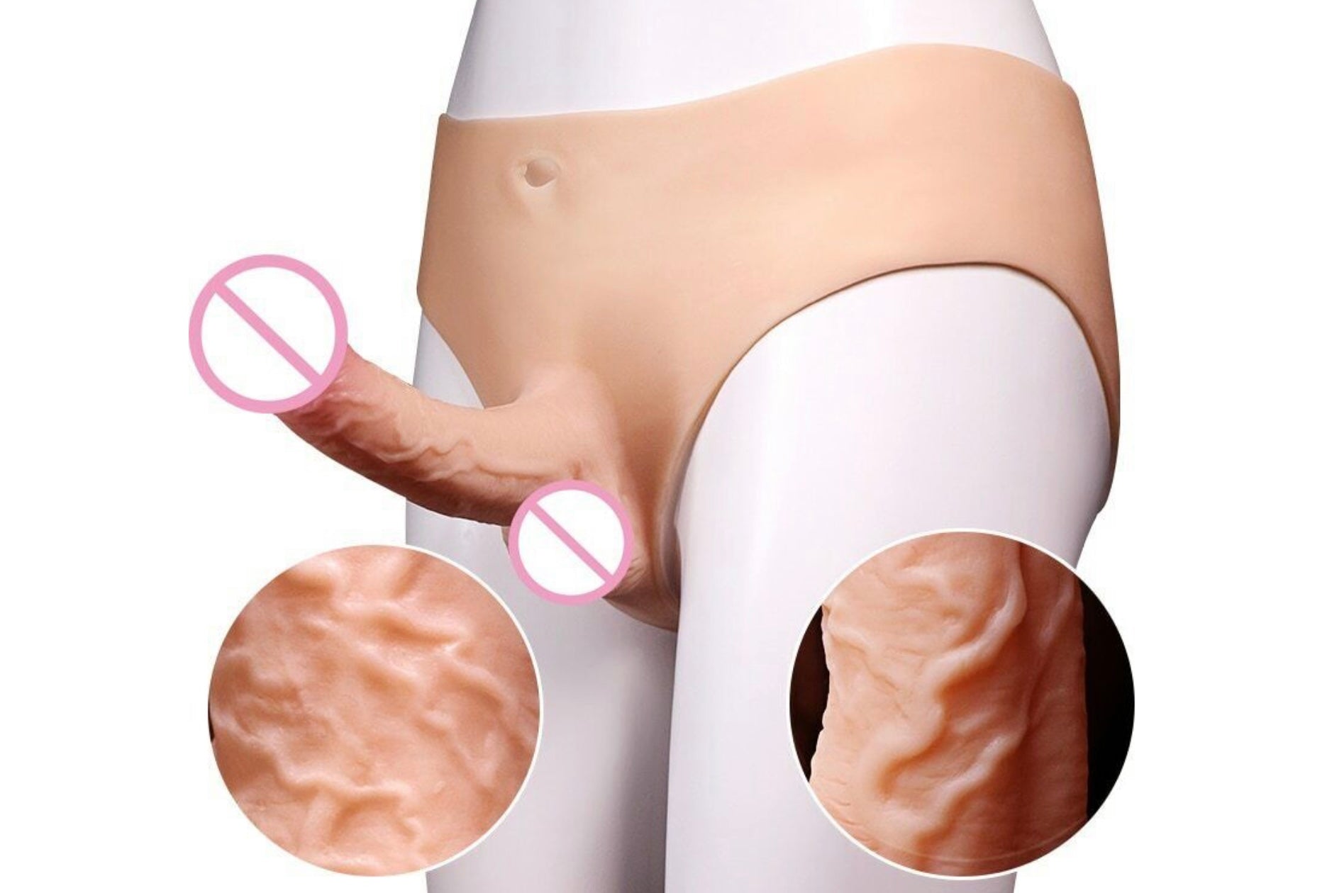 Product showing before and after effects on skin texture with close-up insets.