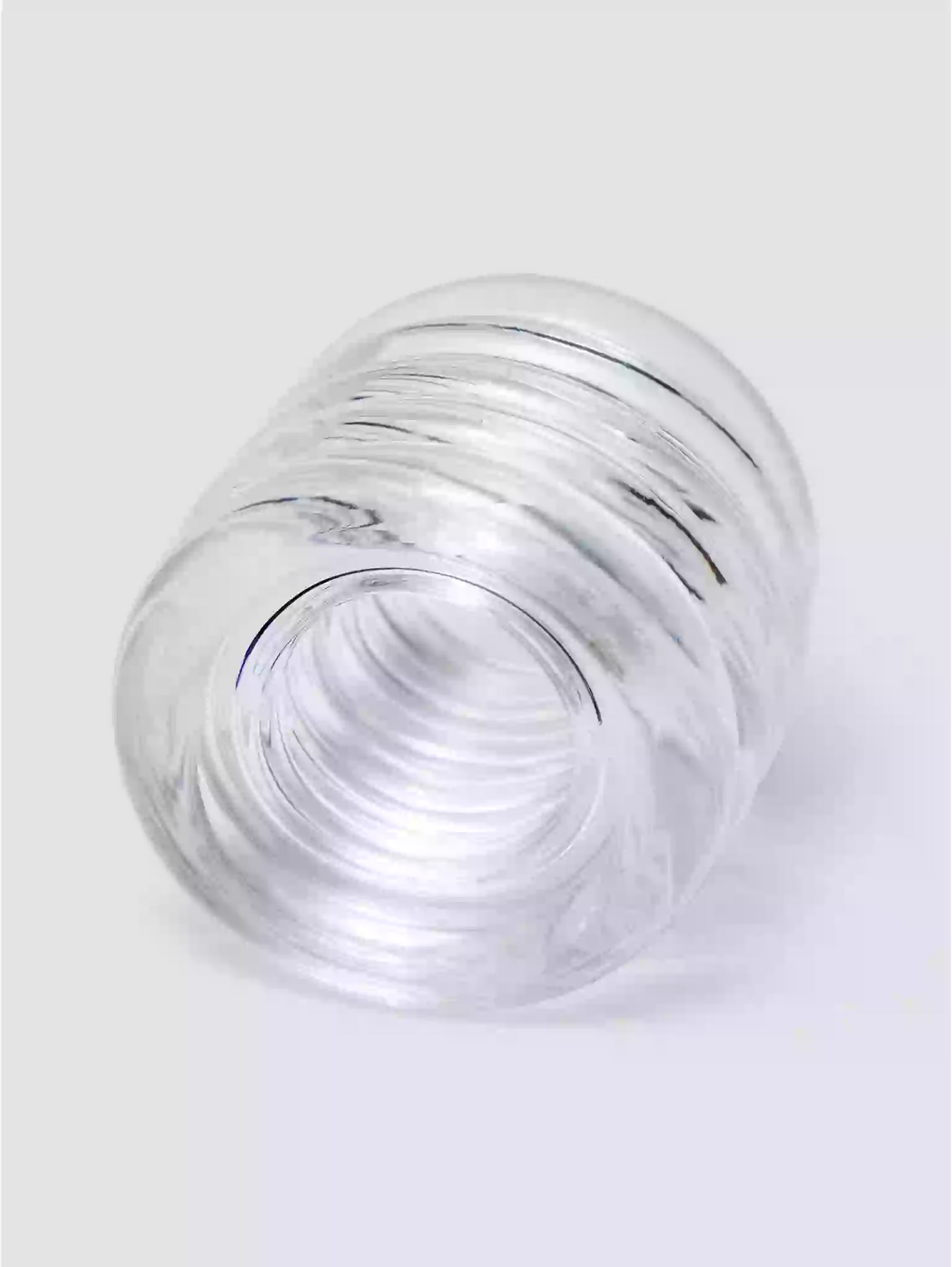 Clear glass vase on a white background