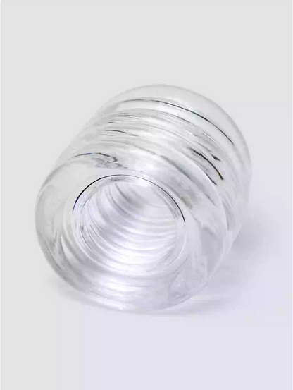 Clear glass vase on a white background