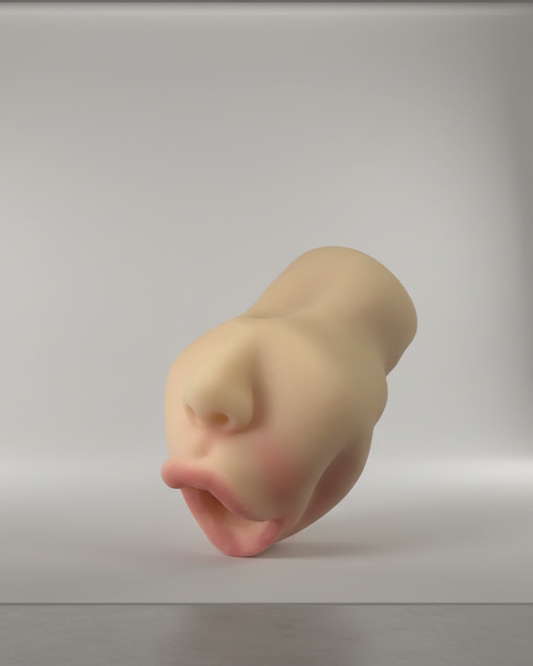 Silicone mold shaped like a human hand on a gray background