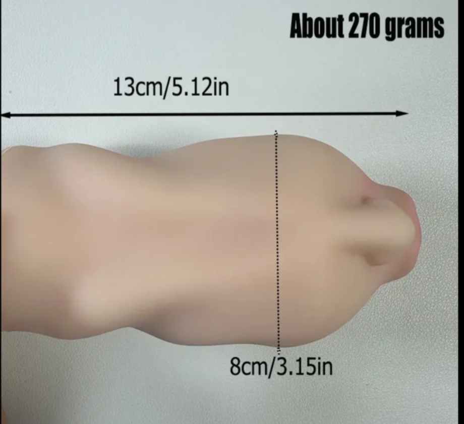 Measurement chart of a product showing dimensions and weight on a plain background