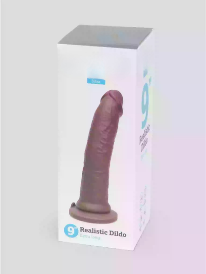 Realistic dildo packaging on a white background
