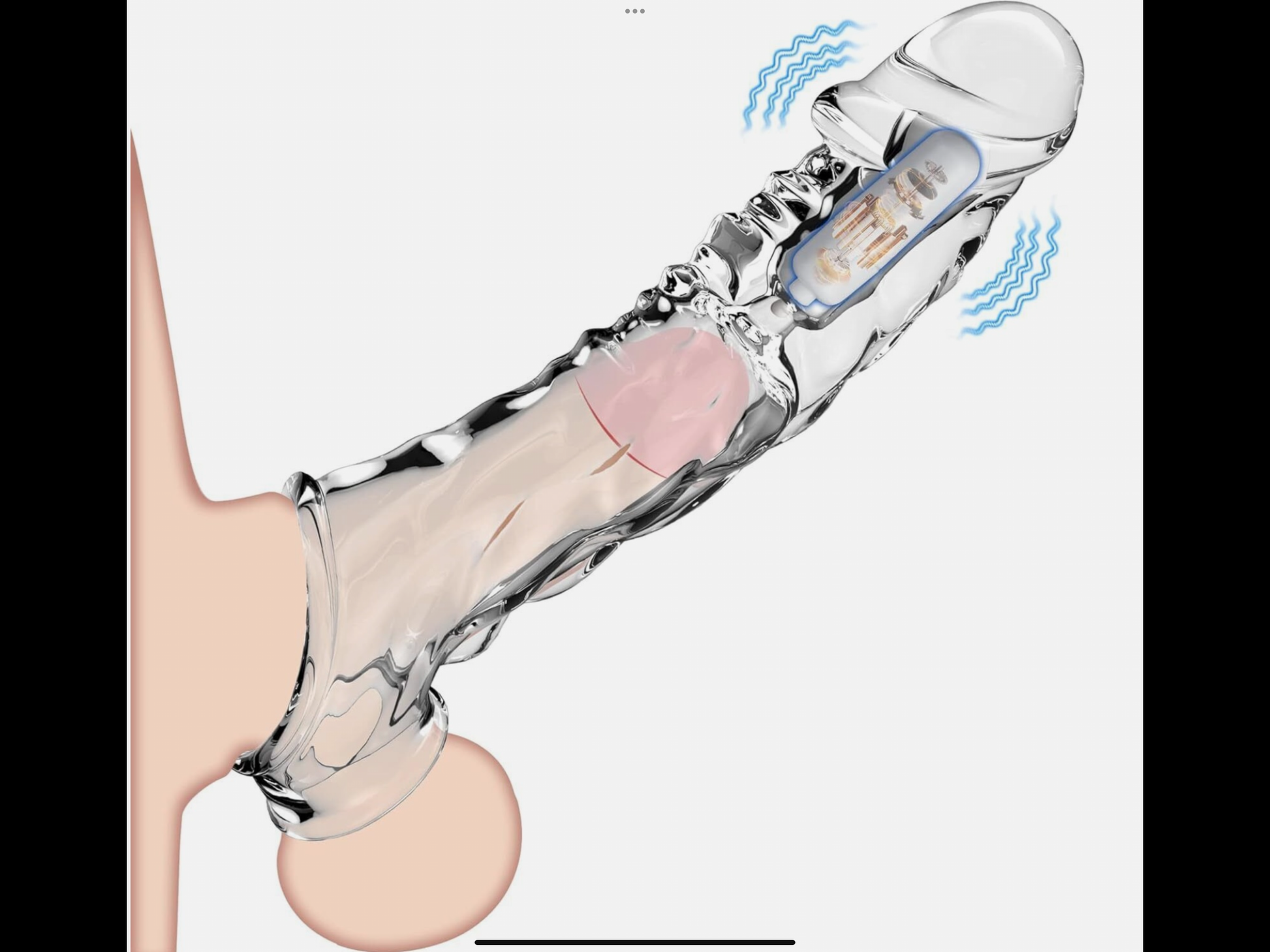 Transparent device with electronic components on a white background