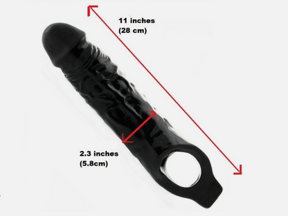 Black tool with measurements indicated on a white background