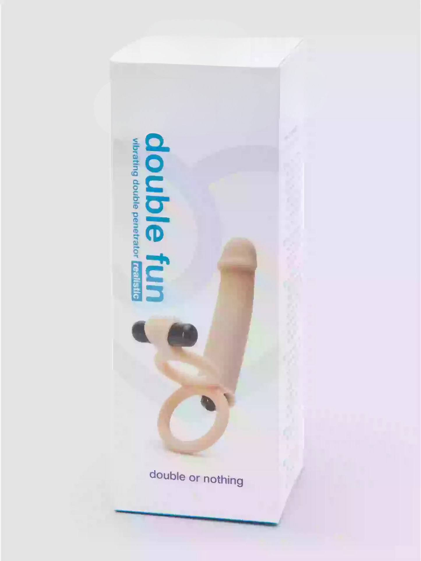 Product packaging for 'double fun' with a clear view of the item inside on a white background.