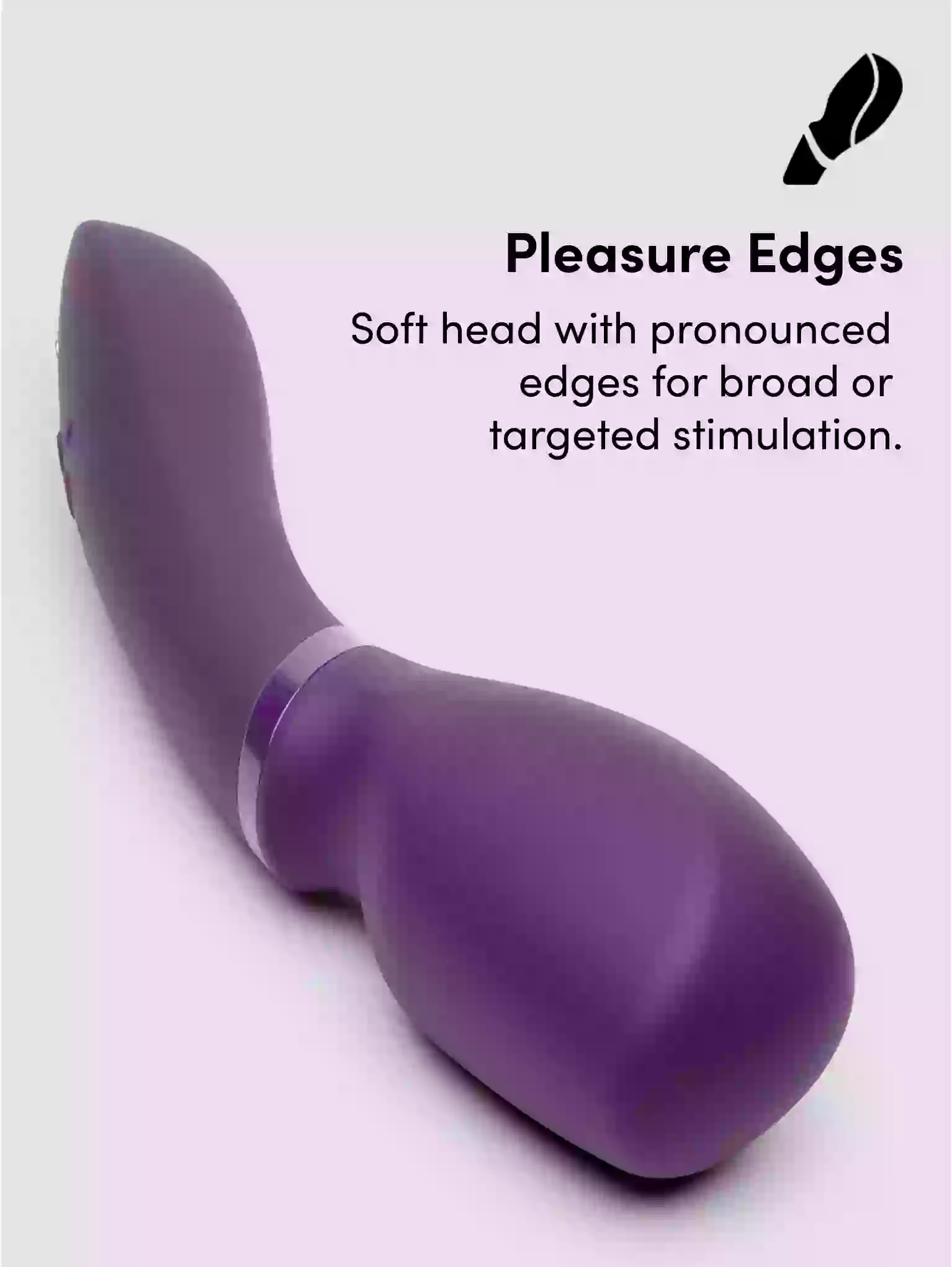 Purple pleasure edge product with text on a light purple background