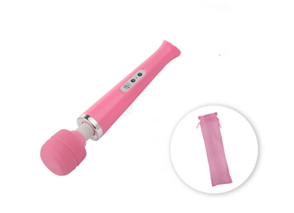 Pink handheld device with a detachable attachment on a white background