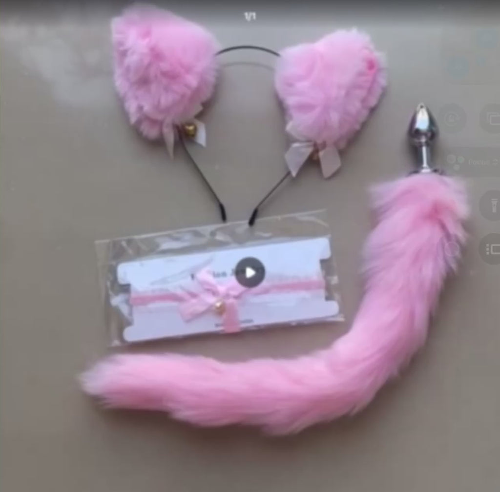 Cosplay Tail Plug & Hairpin Set UK | Discreet Anal Roleplay Toy | Sexy Kitty